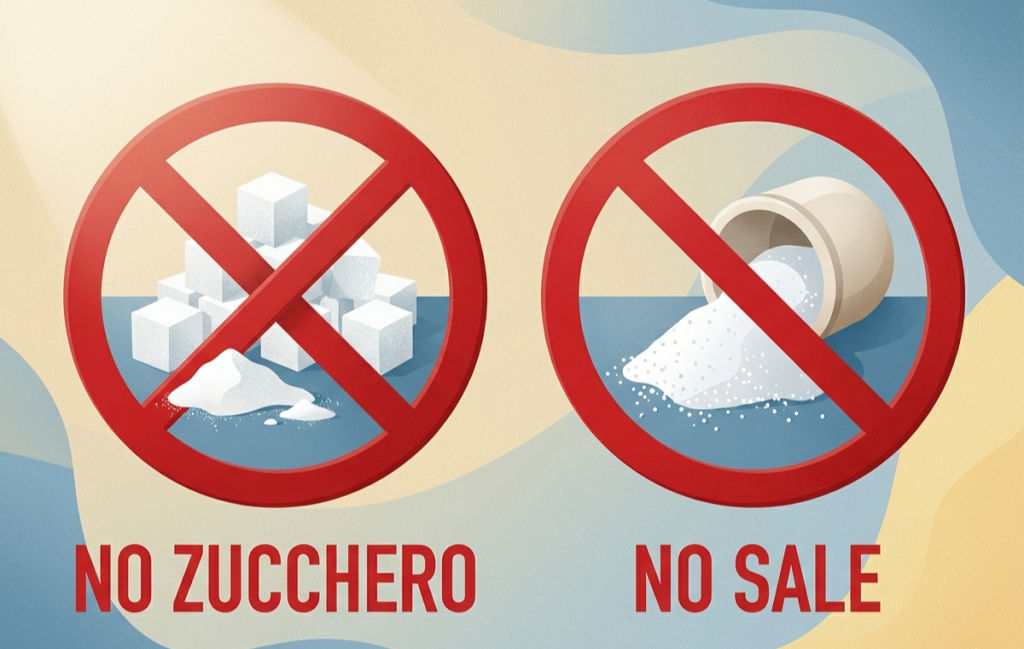 Il sale e lo zucchero da ridurre per l'alimentazione sana per i bambini
