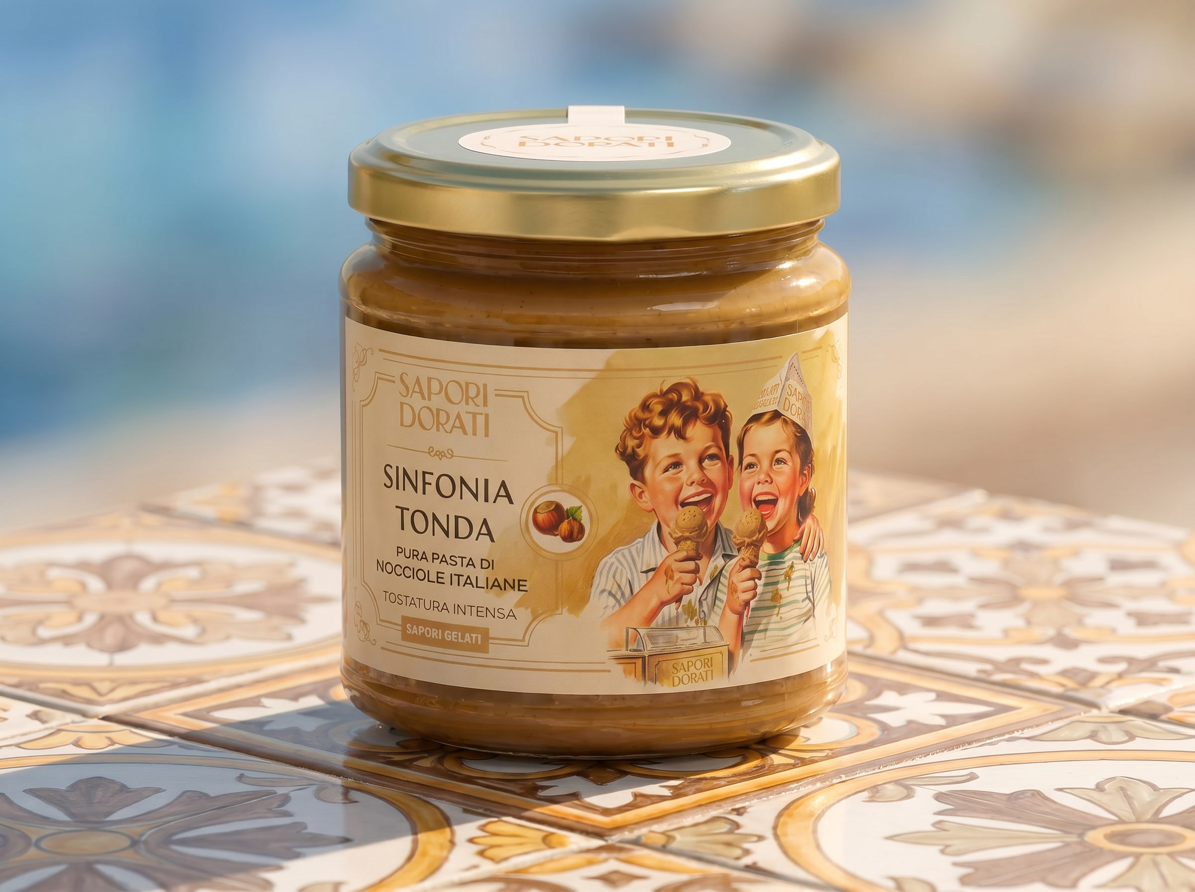 Barattolo di pura pasta di nocciole tostate per gelato fatto in casa