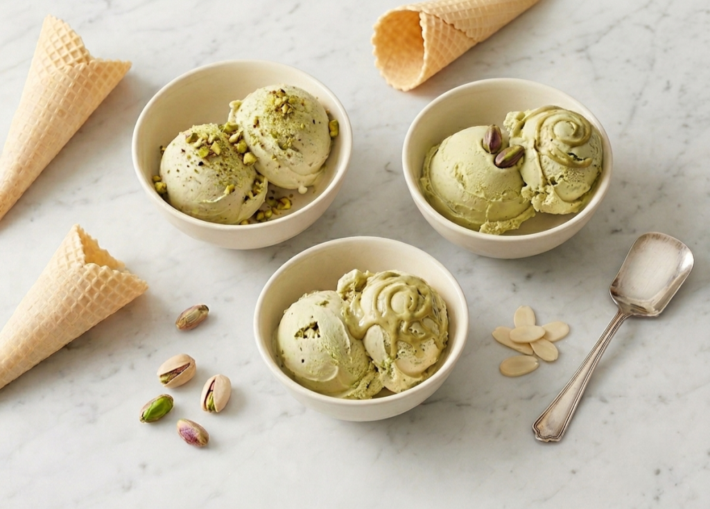 Gelato al pistacchio artigianale prodotto con pasta pura 100% di pistacchi tostati